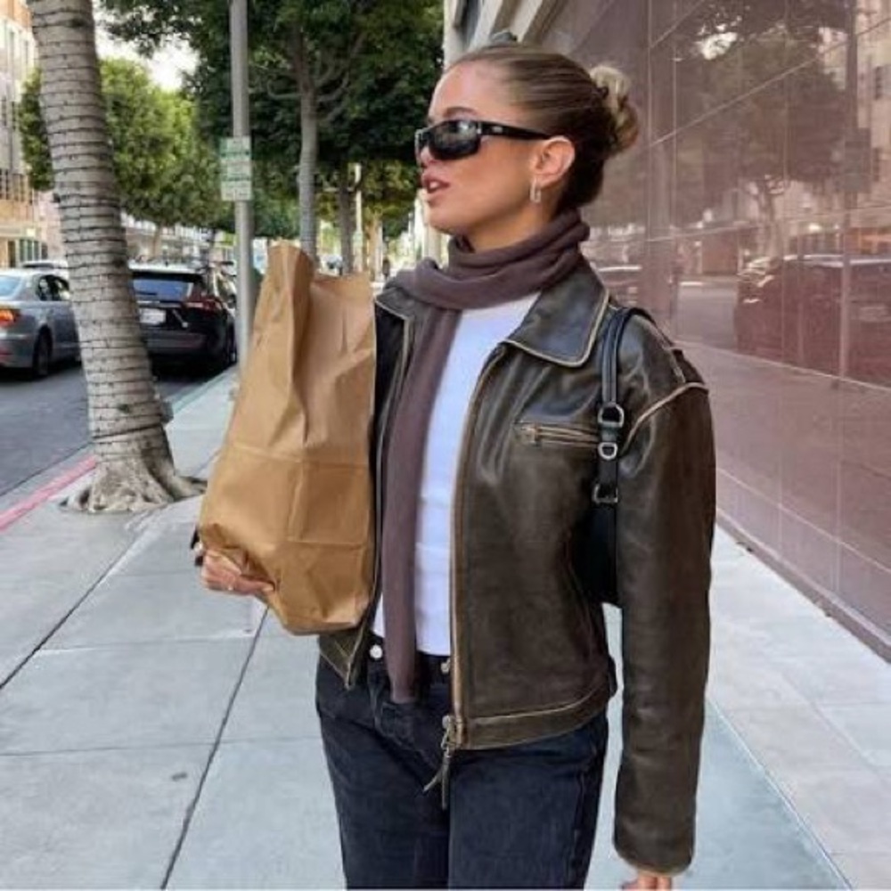 Open Product / open YY brown leather jacket